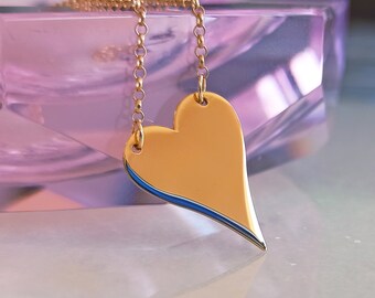 Romantic heart necklace Emotional support 18K Gold plated over sterling silver Best gift for her