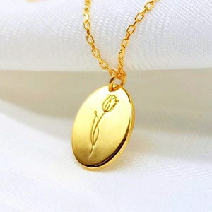 Gold Tulip Necklace Birth flower 18K gold Gift for her Birthday gift BIRTHFLOWER  gifts for women