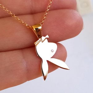 Play Bunny Necklace Upside Down Playboy Vintage Style Best friend gift idea Gift for him, for her