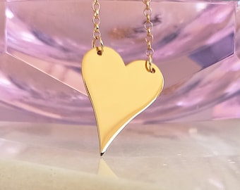 Gold Heart Necklace Pendant Best gift for her