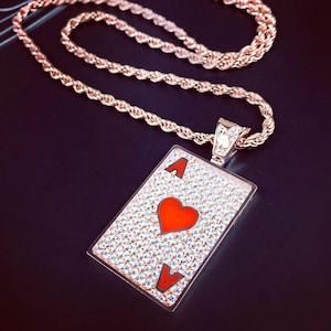 Iced Out Anhänger Herz Ace CZ Diamant Rose Gold über Sterling Silber Geschenk für ihn Geschenk für sie Beste Freundin Geschenkidee
