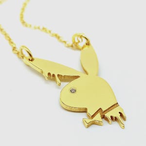 Gold Play Bunny Necklace 18K Drippy Playboy Vintage Style Gift for him, for her Best friends gift idea Unisex gifts