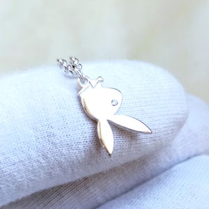 Tiny Playboy Bunny Necklace Sterling Silver/18K Gold Gift for her, Valentines day, Birthday, Christmas for best friend gift idea