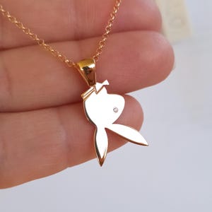 Playboy Necklace Upside Down Minimalist Playboy Bunny Jewelry Gift For Her