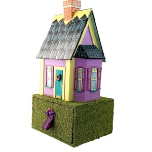 Miniature Sweet and Cozy Cottage Gift Box Ornament Hand Painted One of a Kind