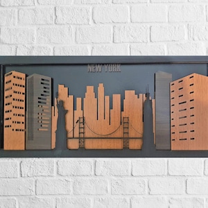 New York Wood kaart 3D SVG-New York Wood muurkunst-aangepaste huwelijkscadeau-3D houten muur kunst met steden-thuis of kantoor decor-digitale download