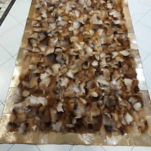 Handcrafted Natural Fox Fur Rug For Living Room, Cozy Luxury Carpet for Home or Office, Housewarming Gift, Valentines Day Gift