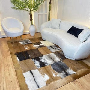 Custom Goatskin Leather Rug, Handmade Leather Rug for Living Room, Unique Home Decor, Rustic Leather Area Rug, Valentines Day Gift