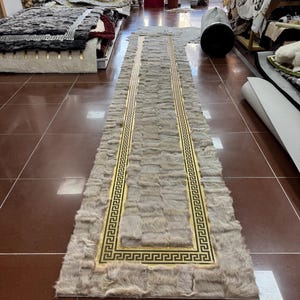 Tappeto in pelle di pecora fatto a mano per l'ingresso, tappeto in pelle di pecora per il corridoio, tappeto decorativo di lusso per la casa, tappeto in pelle accogliente, regalo per San Valentino