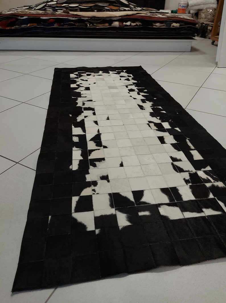 Handmade 100% Natural Cowhide Rug, Runner rug, Hair on Leather Cowhide Carpet, Patchwork Rug, Area Rug, Rugs for Living Room