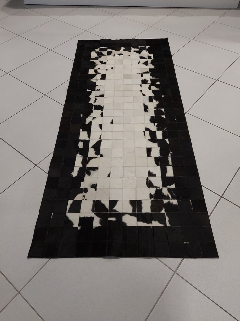 Handmade 100% Natural Cowhide Rug, Runner rug, Hair on Leather Cowhide Carpet, Patchwork Rug, Area Rug, Rugs for Living Room