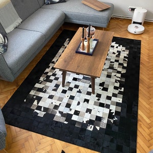 Handmade Cowhide Rug, Boho Chic Style, Living Room Decor