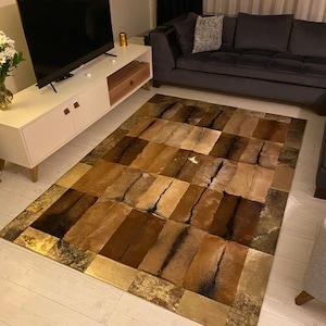Luxury Goatskin Leather Rug, Goatskin Rugs for Living Room, Rustic Leather Carpet, Unique Home Decor, Custom Size Rug, Valentines Day Gift