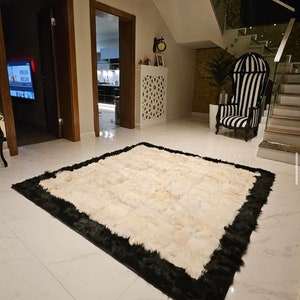 Handmade Natural Sheepskin Rug, Plush Sheep Skin for Living Room, Soft Leather Area Rug, Luxury Home Decor Gift, Valentines Day Gift
