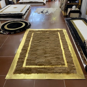 Alfombra de piel de oveja natural hecha a mano, piel de oveja de felpa para sala de estar, alfombra moderna y suave para decoración del hogar, regalo de Navidad.