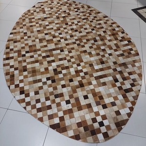 Beautiful Handmade Cowhide Rug For Bedroom or Living Room,  Quality Leather Rug for Modern Interiors,  Perfect Valentines Day Gift