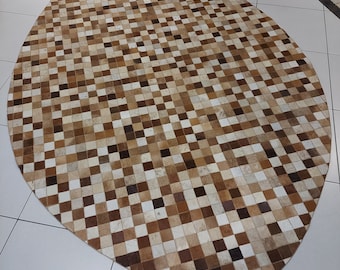 Handmade Cowhide Rug, Quality Leather Patchwork for Modern Interiors