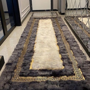 Natural Sheepskin Rug, Runner Rug For Living Room, Fur Carpet, Leather Carpet,Fur Rug, Carpet, Leather, Handmade, House Carpet, House Decor