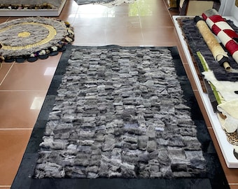 Handmade Natural Sheepskin Rug, Soft Leather Carpet, Scandinavian Decor