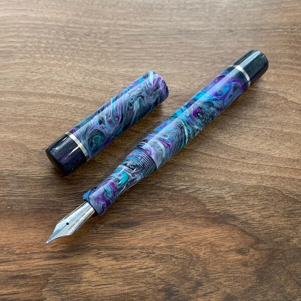 Handmade Purple and Turquoise Dank Blank Fountain Pen