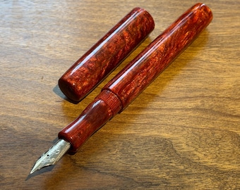 Handmade Brooks blanks Rust Red Fountain Pen, luxury ink pen