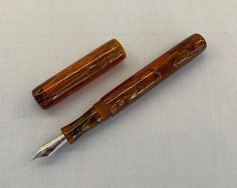 Handmade Raffir Noble Brass Yellow waves Fountain Pen