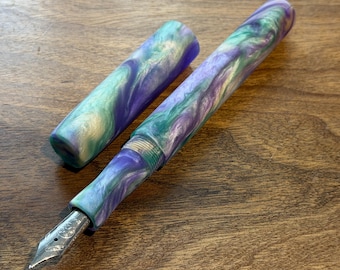 Handmade 'Purple Rain' Fountain Pen in a matte finish, luxury ink pen collection