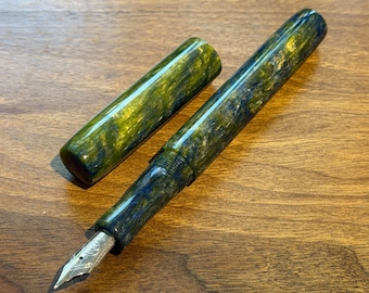 Handmade Brooks blanks green and blue Fountain Pen, luxury ink pen
