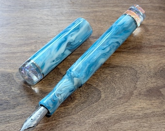 Handmade 'Blue Bell Breeze' Fountain Pen, luxury collectable ink pen