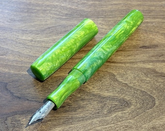 Handmade Brooks blanks Bright Green Fountain Pen, luxury ink pen
