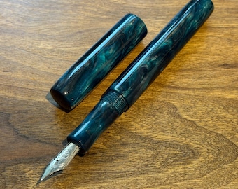 Handmade Brooks blanks Deep blue Fountain Pen, luxury ink pen