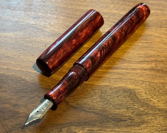 Handmade Brooks blanks Burgandy Fountain Pen, luxury ink pen