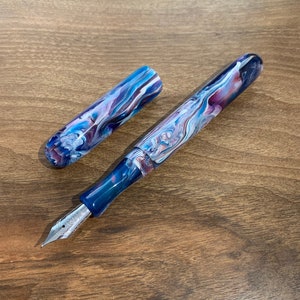 Handmade 'Cool Tone Primary Manipulation' Fountain Pen