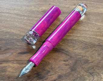 Handmade Valley Girl Diamondcast Fountain pen with matching finials, luxury ink pen