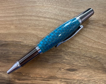 Handmade Blue Honeycomb Sirocco Ball point pen