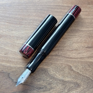 No.8 Nib, Black SEM Ebonite Fountain pen, with corresponding finials, luxury handmade pen