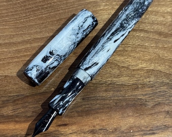 Handgemaakte Brooks Blanks zwart-wit vulpen