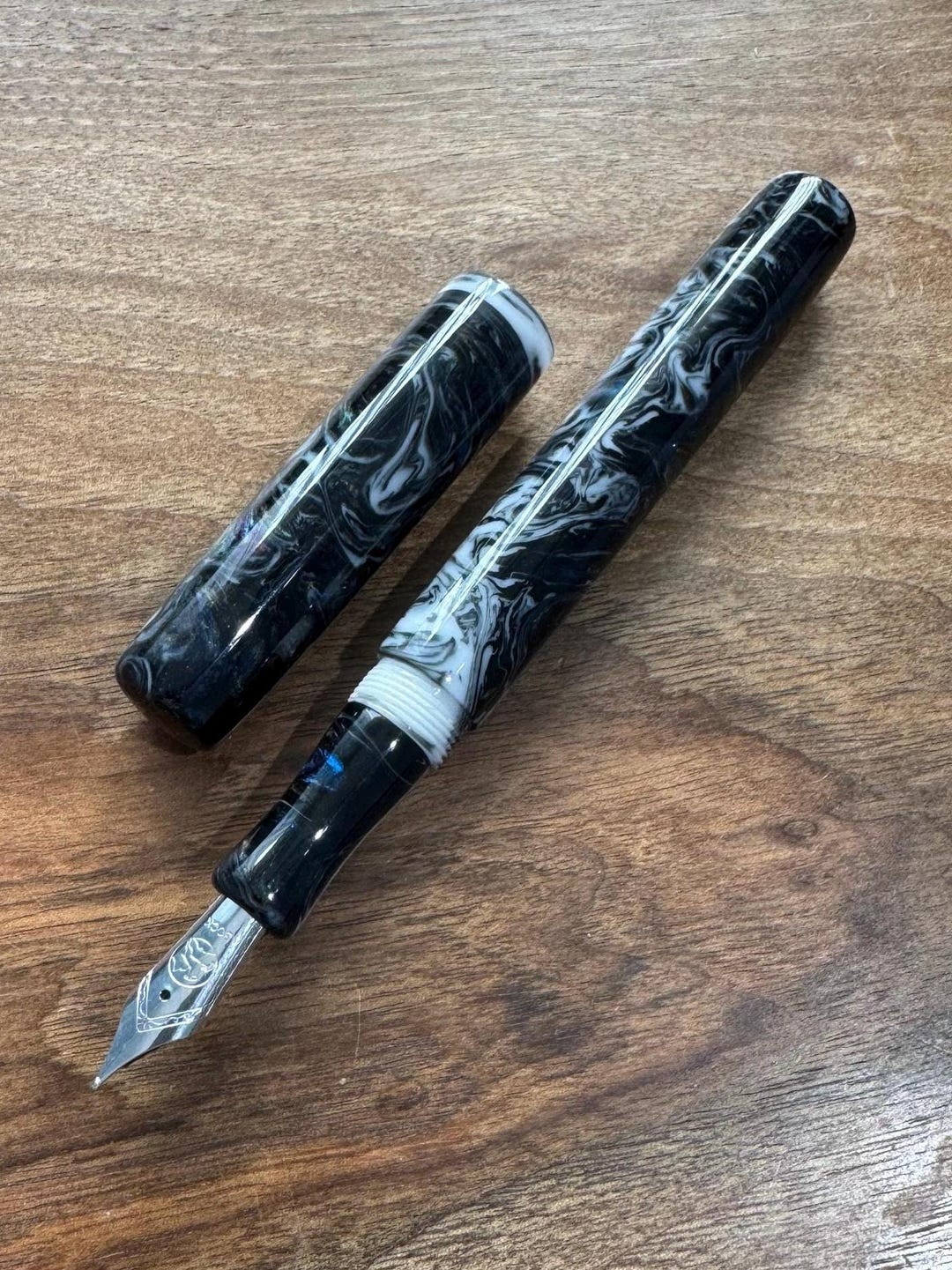 Handmade 'space Marble' Fountain Pen: Bespoke Bock Nib Luxury Pen