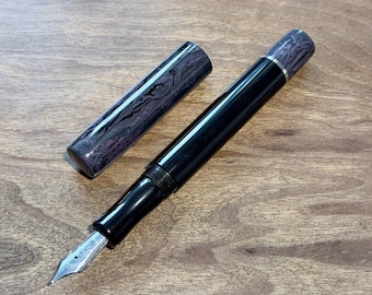 Pluma estilográfica de ebonita negra "Female and 1920" hecha a mano, pluma de tinta de lujo