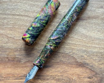 Handmade 'Black Butterfly' Fountain Pen: Bock Nib, Hobble Creek Blank