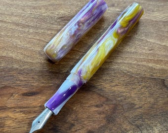 Pluma estilográfica 'Limón y Lavanda' hecha a mano, pluma de tinta de lujo