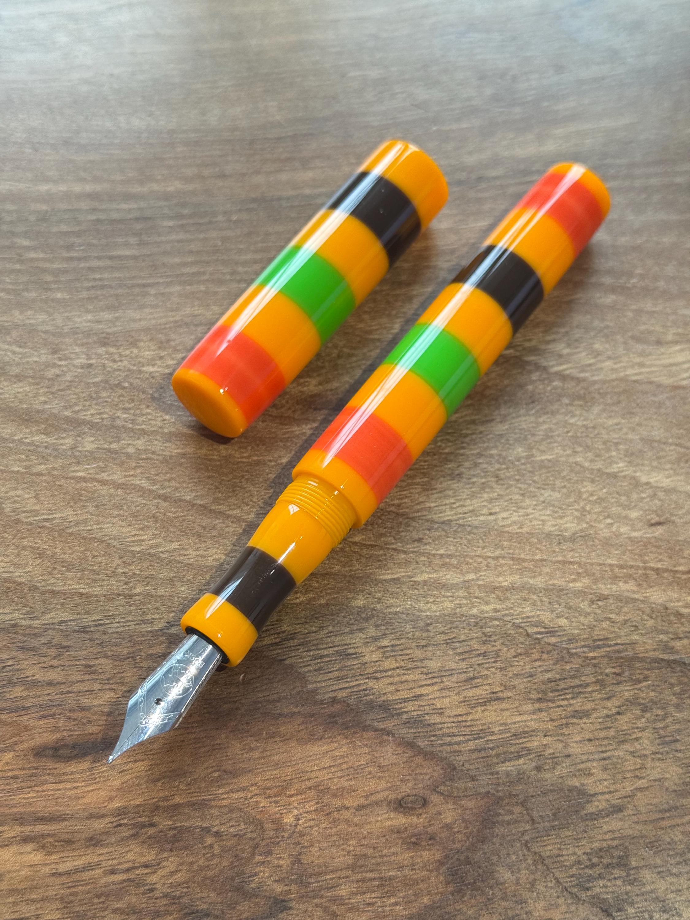 Luxury Handmade Omas Retro Stripe Bespoke Fountain Pen, Classic