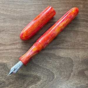 Handmade Bright Orange Diamondcast Fountain Pen