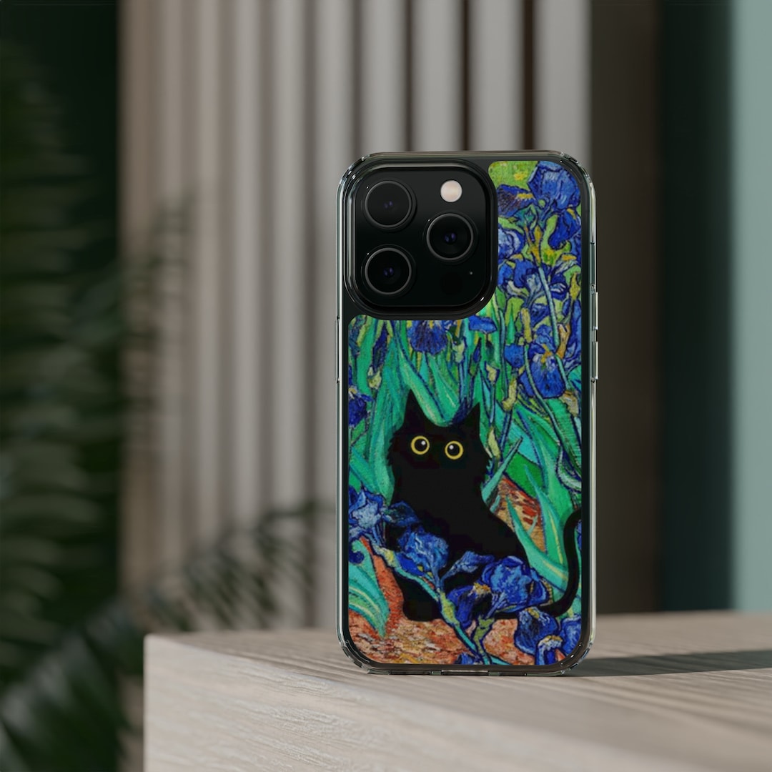 Vincent Van Gogh's Irises Cat iPhone Case, Van Gogh Cat Phone Case