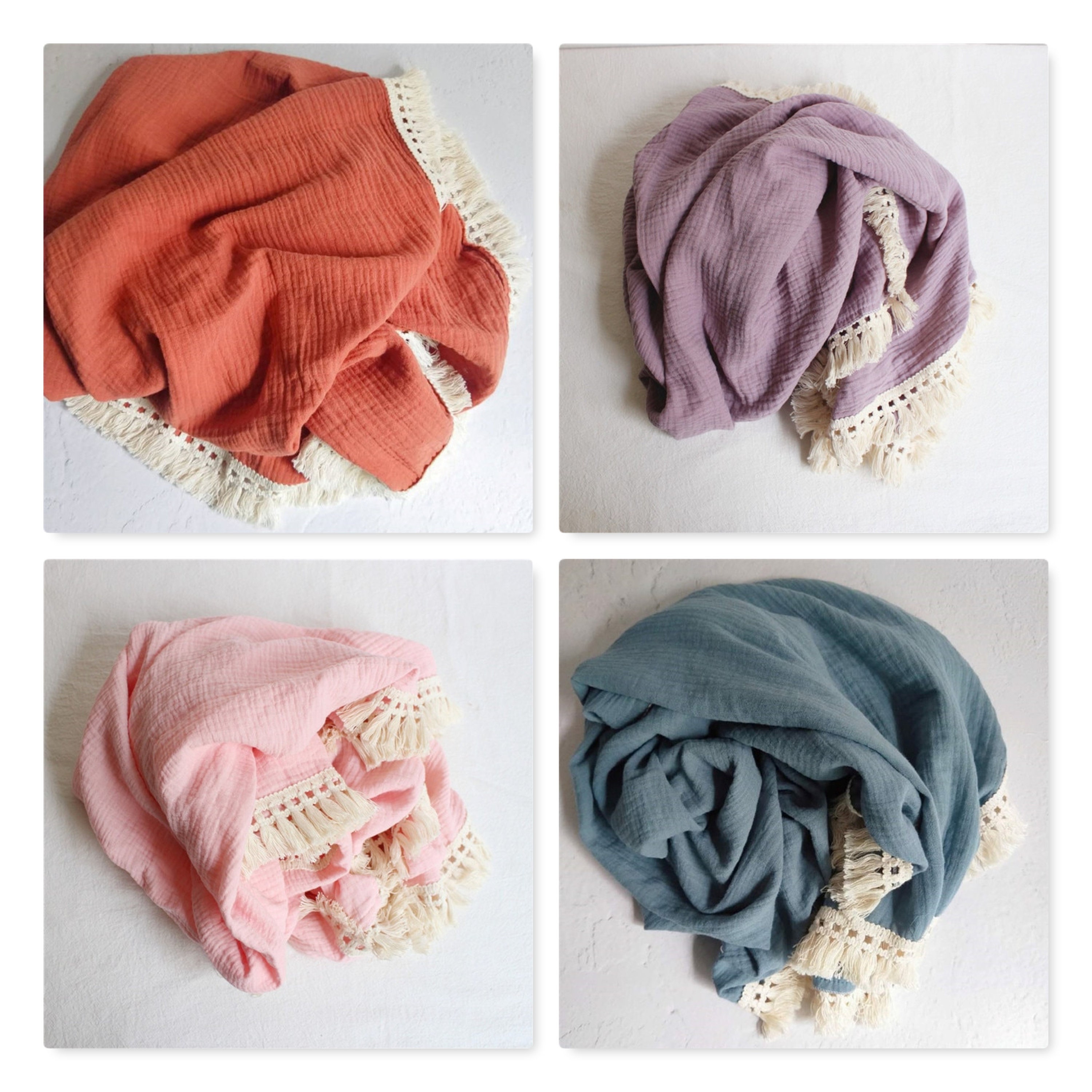 Tassel Muslin Baby Blanket Large Fringe Baby Muslin Cotton Etsy