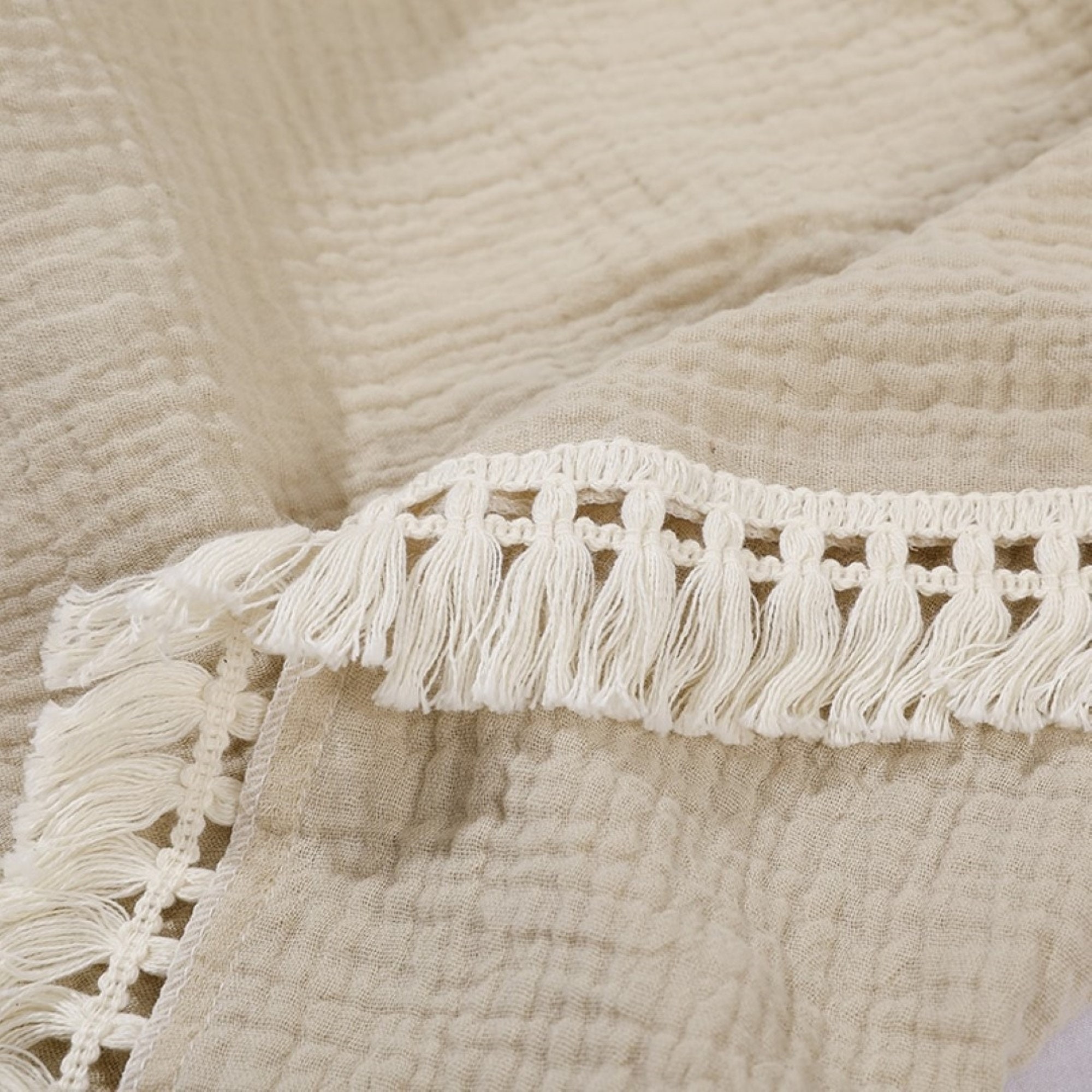 Tassel Muslin Baby Blanket Large Fringe Baby Muslin Cotton Etsy