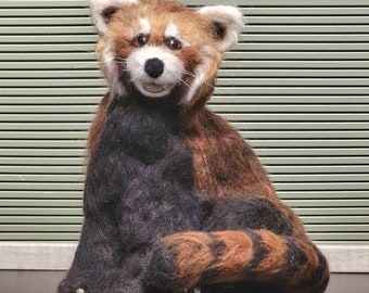 Needle felted Red Panda decor sculpture