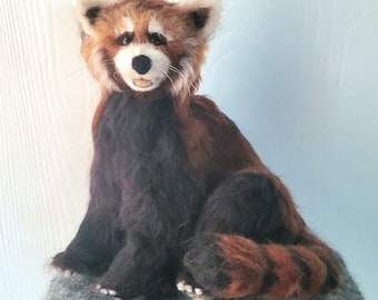 Needle felted Red Panda decor sculpture