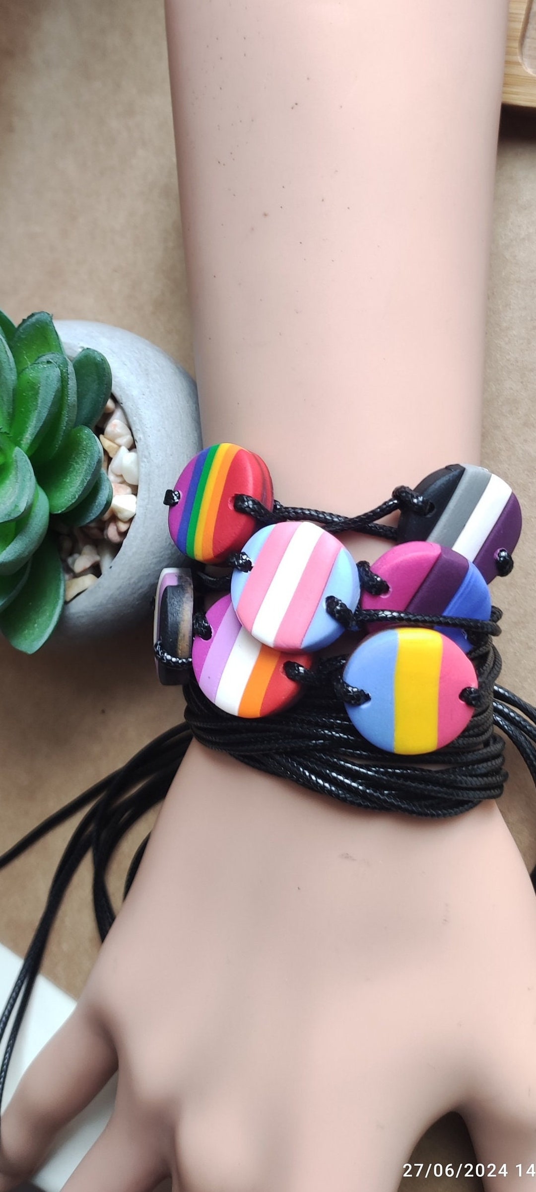 Handmade Polymer Clay LGBT Pride Rainbow Bracelet - Etsy