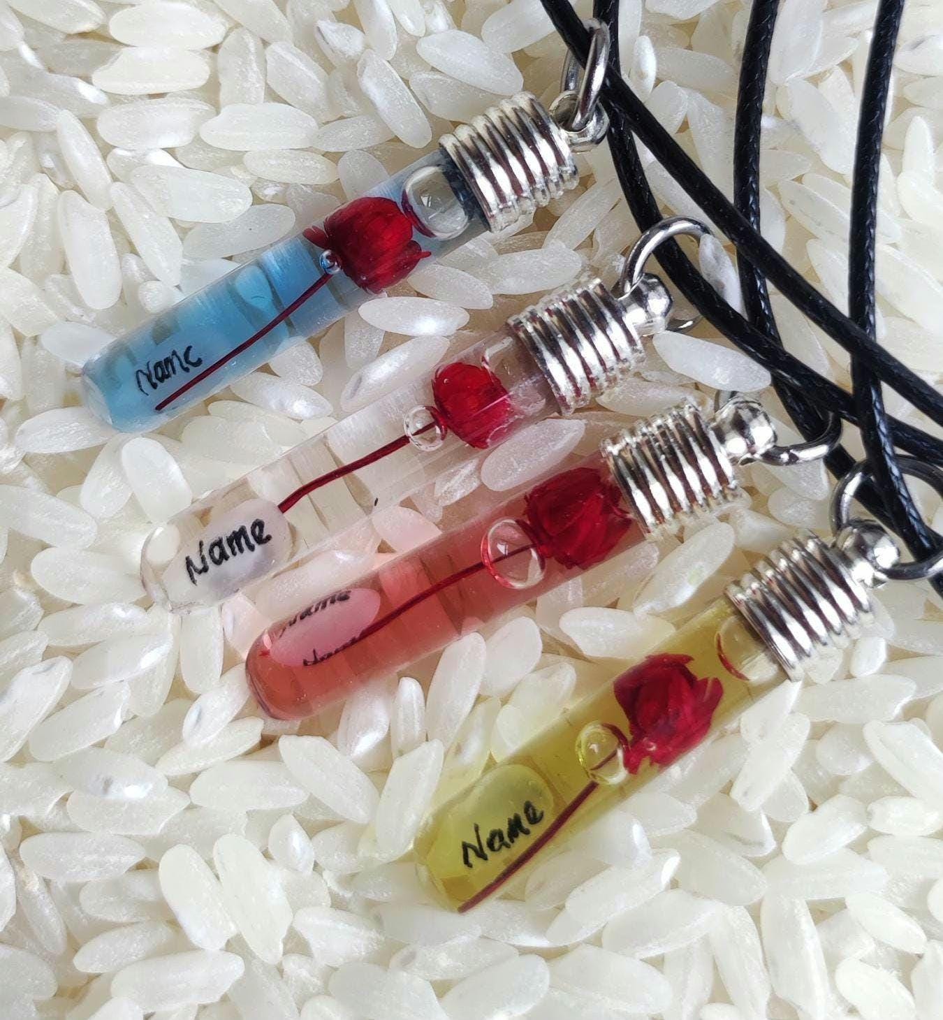 Personalized Necklace - Bottles with Name Written on Rice Grains - Philtre Necklace - Perfect Birthday Gift